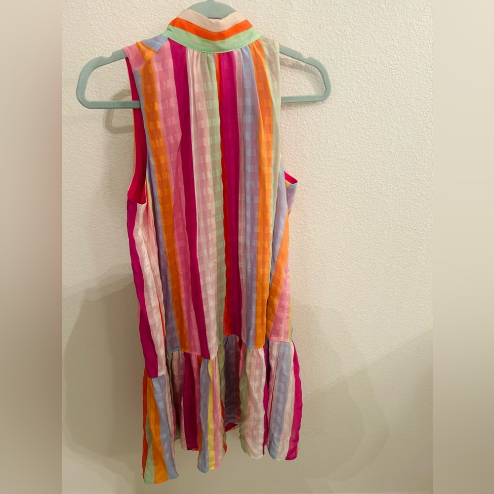 Marie Oliver sleeveless high neck bow silk dress.